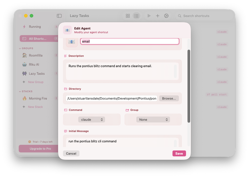 Lazy Tasks Shortcuts screenshot
